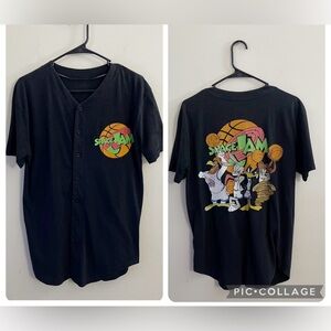 Vintage 90s Space Jam button up shirt black casual rare nostalgic classic